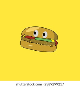 Cargador vectorial de icono de garabato simple con fondo amarillo 
