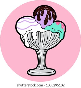 Doodle icon vector ice-cream. Colored illustration