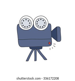 doodle icon. video camera. vector illustration