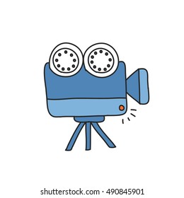 doodle icon. video camera. vector illustration