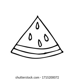 Doodle icon watermelon. Contour drawing of a watermelon isolated on a white background Vector illustration