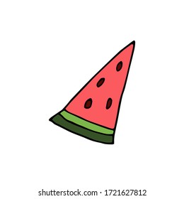Doodle icon watermelon. Contour drawing of a watermelon isolated on a white background Vector illustration