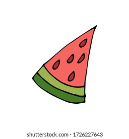 Doodle Ikone Wassermelon. Darstellung einer Wassermelone, isoliert auf einer Vector-Abbildung mit weißem Hintergrund