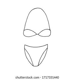 Doodle icon Women swimsuit. hand drawn drawing of a swimsuit isolated on a white background. Summer clothing for swimming Vector illustration
