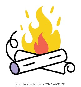 Doodle icon of wood fire 