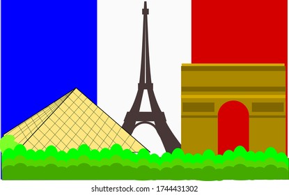doodle and iconic city of paris france