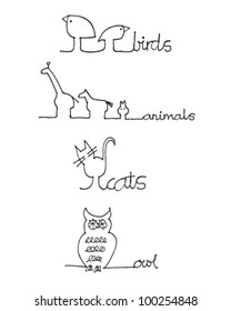 Doodle icons of animals