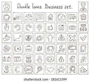Doodle icons. Business set. Vector illustrations