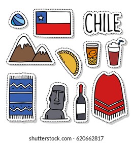 doodle icons. Chile. Chilean theme. vector illustration