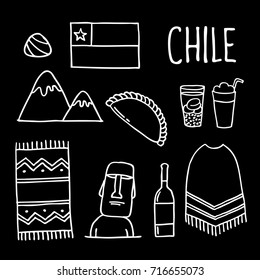 doodle icons. Chile. Chilean theme