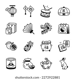 Doodle Icons Collection of Chinese New Year 

