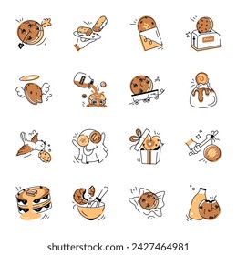 A doodle icons of cookies

