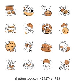Un doodle de iconos de cookies


