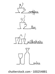 Doodle icons of drinks