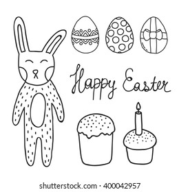 doodle icons. Easter set. vector illustration