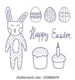 doodle icons. Easter set. vector illustration