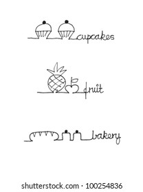 Doodle icons of food