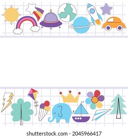 doodle icons frame over paper sheet