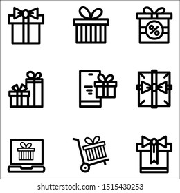 Doodle icons of gift box.