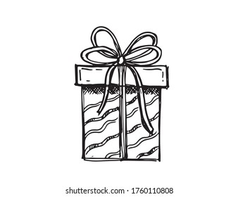 Iconos de doodle de la caja de regalo. Elementos dibujados a mano.	