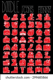 doodle icons illustration collection FUNNY MONSTERS aliens strange color N