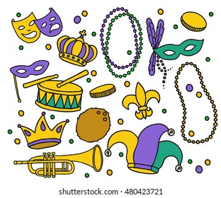 Mardi Gras 27 stickers, doodles