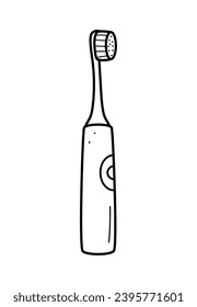 Doodle icons for oral and dental care. Vector illustration electric toothbrush. Isolated on a white background.