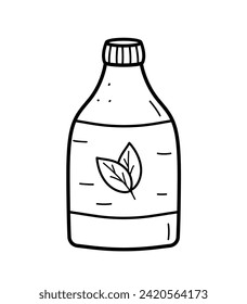 Doodle icons for oral and dental care or a liquid medicine from plants. Vector illustration mouthwash. Isolated on a white background.