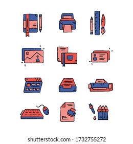 Doodle icons for printing industry
