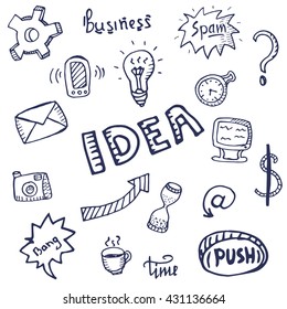 doodle icons set business, the idea of hand-drawing element