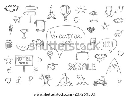 Doodle icons set on a white background