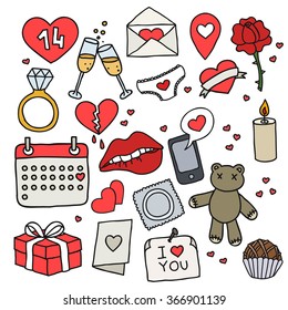 doodle icons. Valentine's Day. vector illustration