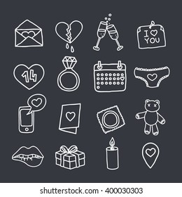 doodle icons. Valentine's Day. vector illustration