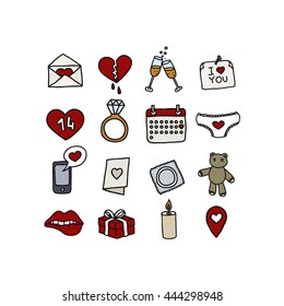 doodle icons. Valentine's Day. vector illustration