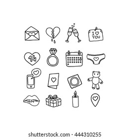 doodle icons. Valentine's Day. vector illustration