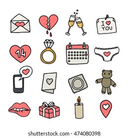 doodle icons. Valentine's Day. vector illustration