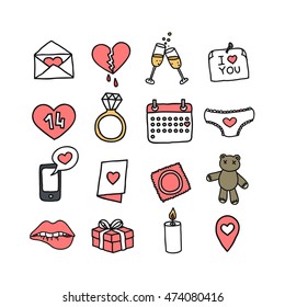 doodle icons. Valentine's Day. vector illustration