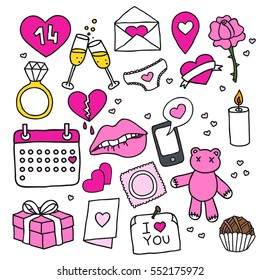 doodle icons. Valentine's Day. vector illustration