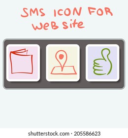 Doodle icons for your web site. In flat design style.Document,map,yes