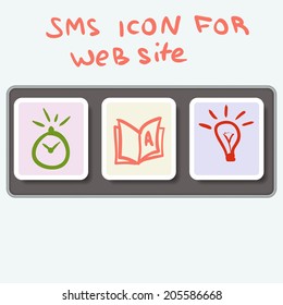 Doodle icons for your web site. In flat design style.Time,read,idea