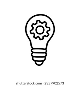 Doodle idea bulb, brainstorming bulb concept hand drawn black and white vector illustration.