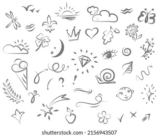Doodle illustration. Abstract childish doodles. Vector graphic elements.