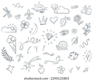 Doodle illustration. Abstract childish doodles. Vector graphic elements.