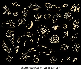 Doodle illustration. Abstract childish doodles. Vector graphic elements.