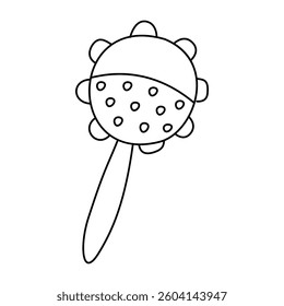 Doodle illustration of a baby rattle. Isolated on white background
