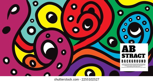 doodle illustration background with full color, and cheerful and cute.