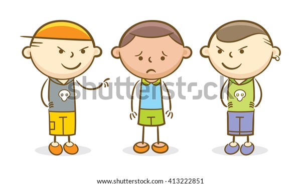 Doodle Illustration Bad Kids Bullying Another Stock Vector (Royalty ...