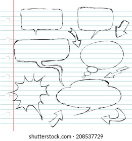 Doodle illustration of balloon dialogues in cartoon style