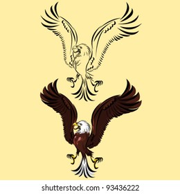 doodle illustration Bird of Prey Eagle