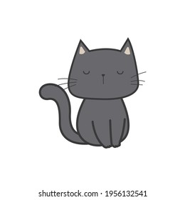 Doodle illustration black cat vector graphics